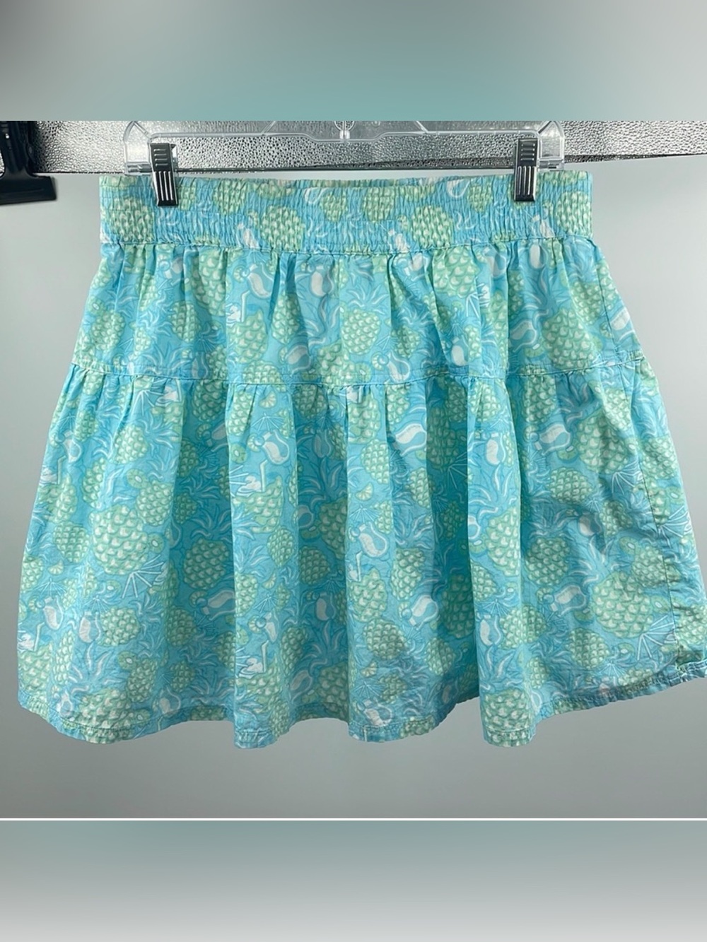 Vineyard Vines blue green pineapple fruit print tiered Skirt Medium